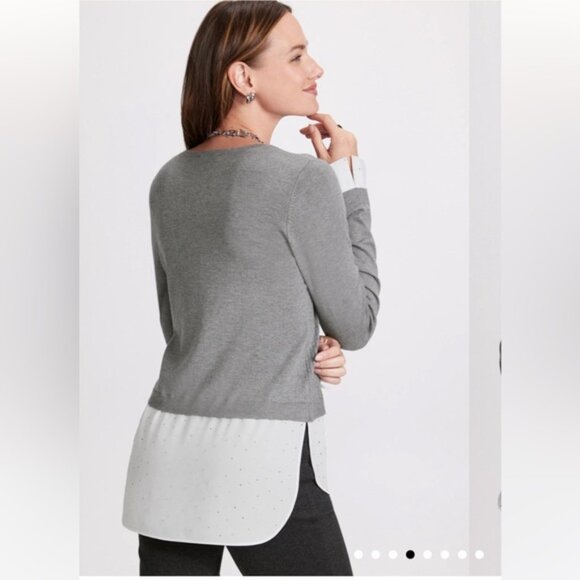 Laura Faux Layered Pullover Sweater Grey Fog - Picture 3 of 11